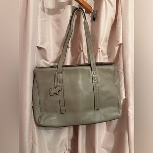 Radley London bag handbag purse satchel leather taupe grey beige gray dog